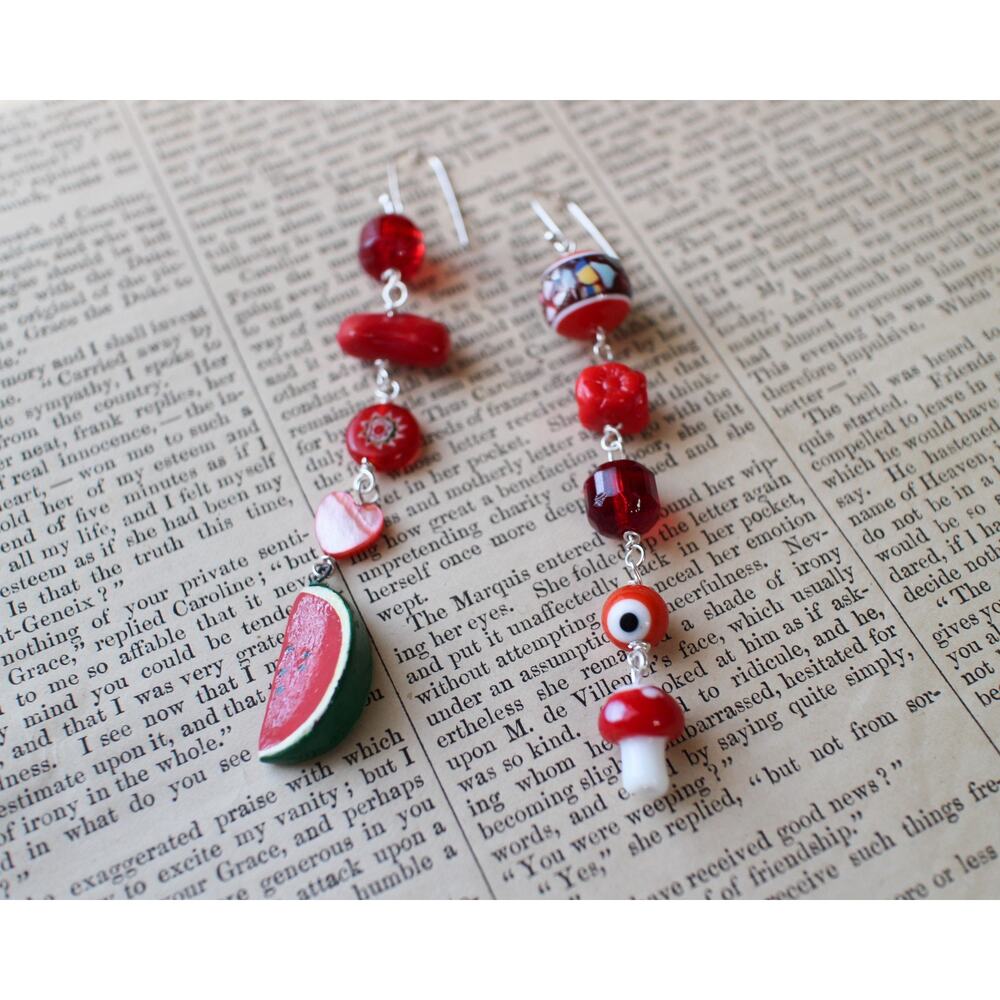Confetti Earrings - vintage charms & beads on sterling